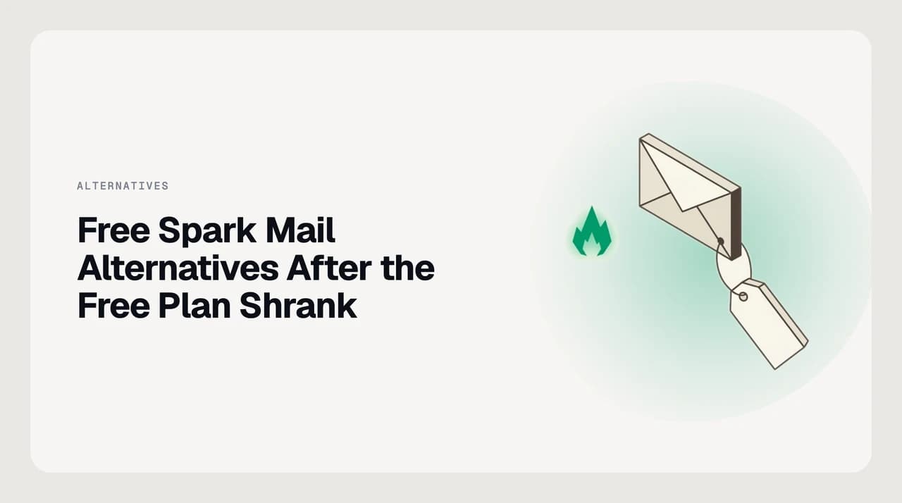 Free Spark Mail alternatives ranked as a shortlist — several email clients marked with a price tag of zero and one marked as a 7-day trial
