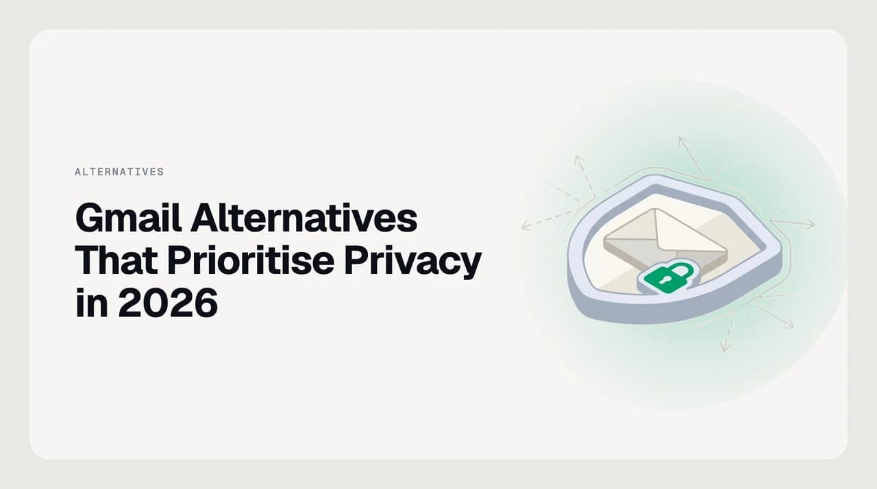 Gmail alternatives that respect privacy — a shortlist of provider swaps and privacy-respecting AI email clients shown as stacked option cards