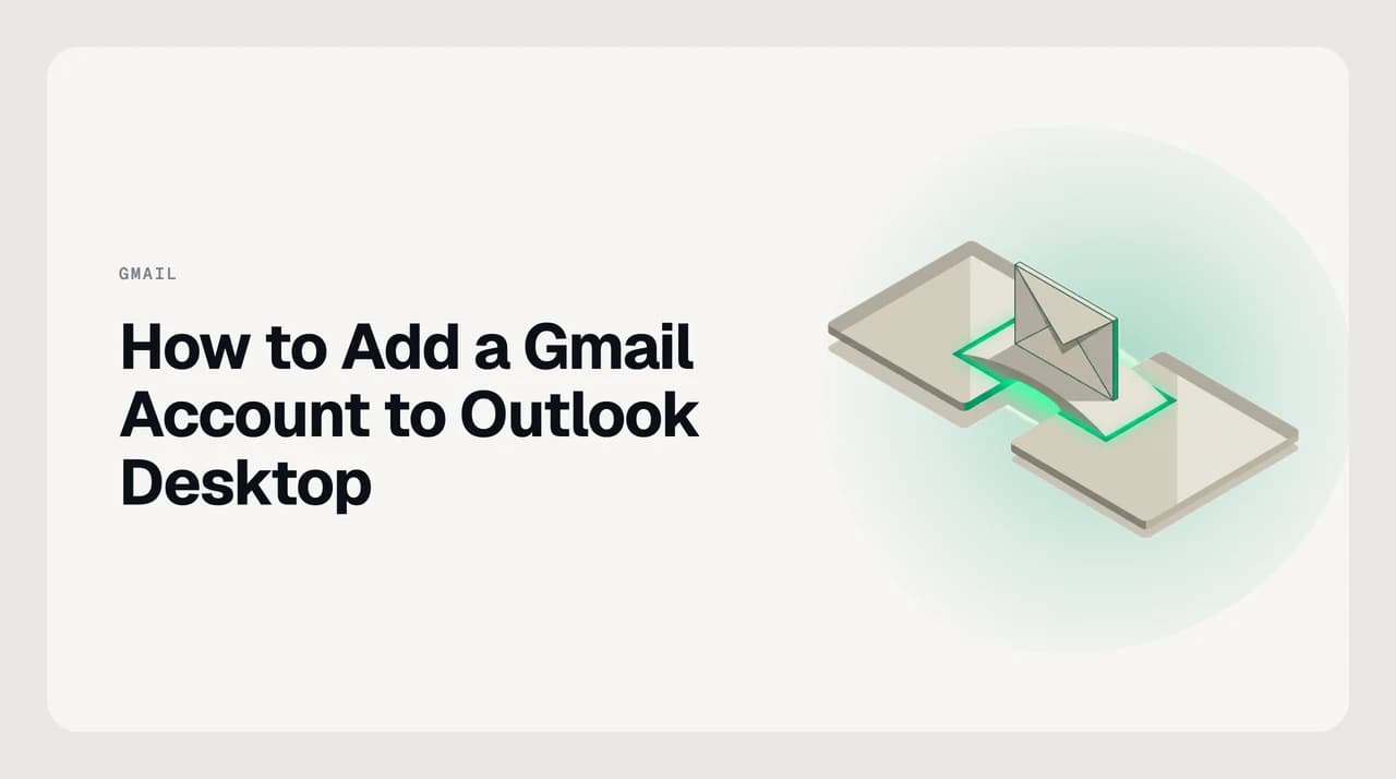 How to add a Gmail account to Outlook desktop — Gmail and Outlook logos connected by a sign-in flow illustration