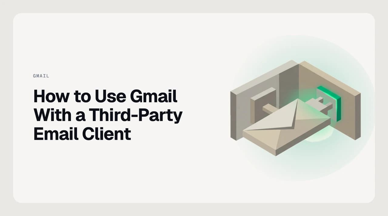 Illustration of a third-party email client connecting to Gmail over IMAP, with Gmail labels mapped to parallel IMAP folder views and the OAuth sign-in flow highlighted