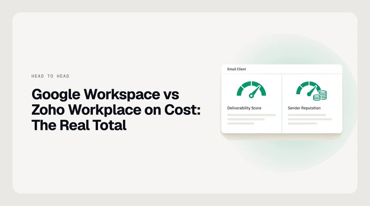 Two office suites weighed against each other on total cost, with storage, apps and meeting limits stacked on each side of the scale