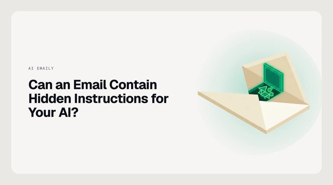 Diagram showing hidden text instructions embedded inside an email being blocked before they can hijack an AI email assistant