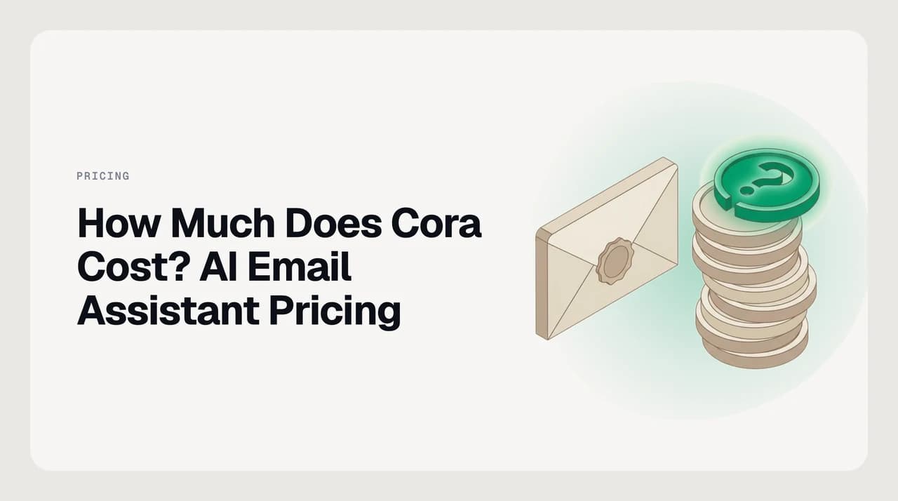 Illustration comparing Cora email assistant pricing plans, showing a subscription split by mailbox count rather than by feature set