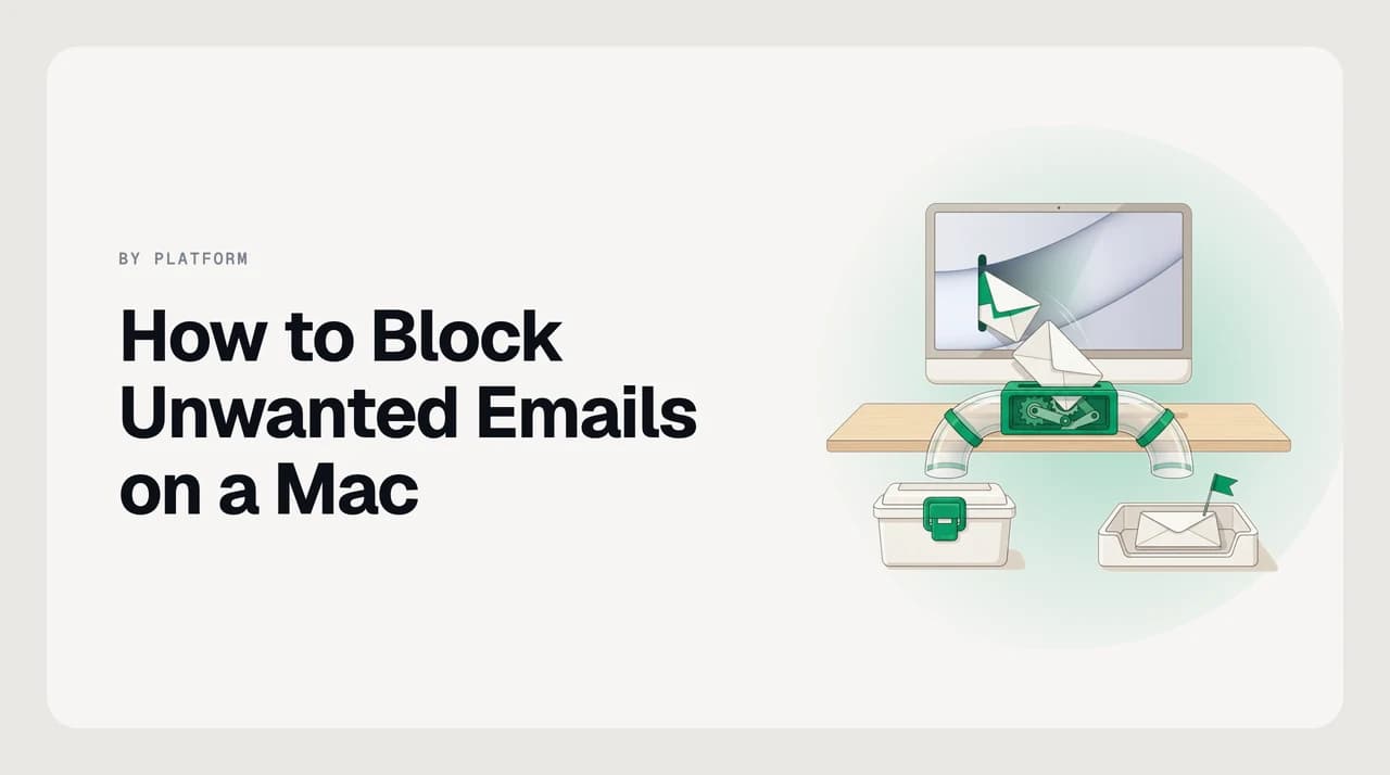 Apple Mail on a MacBook showing the Block Sender option in the message header — how to block unwanted emails on a Mac