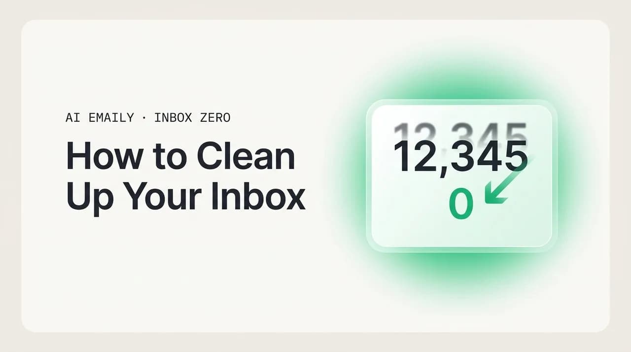 AI Emaily blog cover for how to clean up your inbox, showing a huge unread count dropping to zero