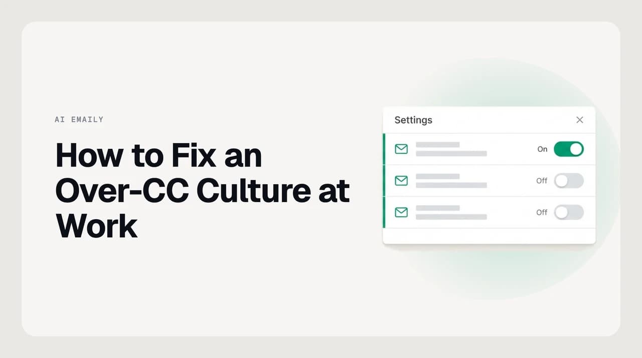 Illustration of an inbox flooded with copied emails, showing how an over-CC culture buries the messages that actually need a reply