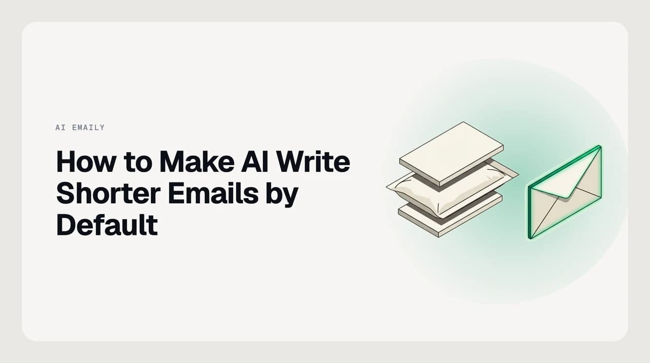 Diagram showing an AI email draft shrinking from four long paragraphs to a short concise message when a word ceiling and no-preamble constraint are applied