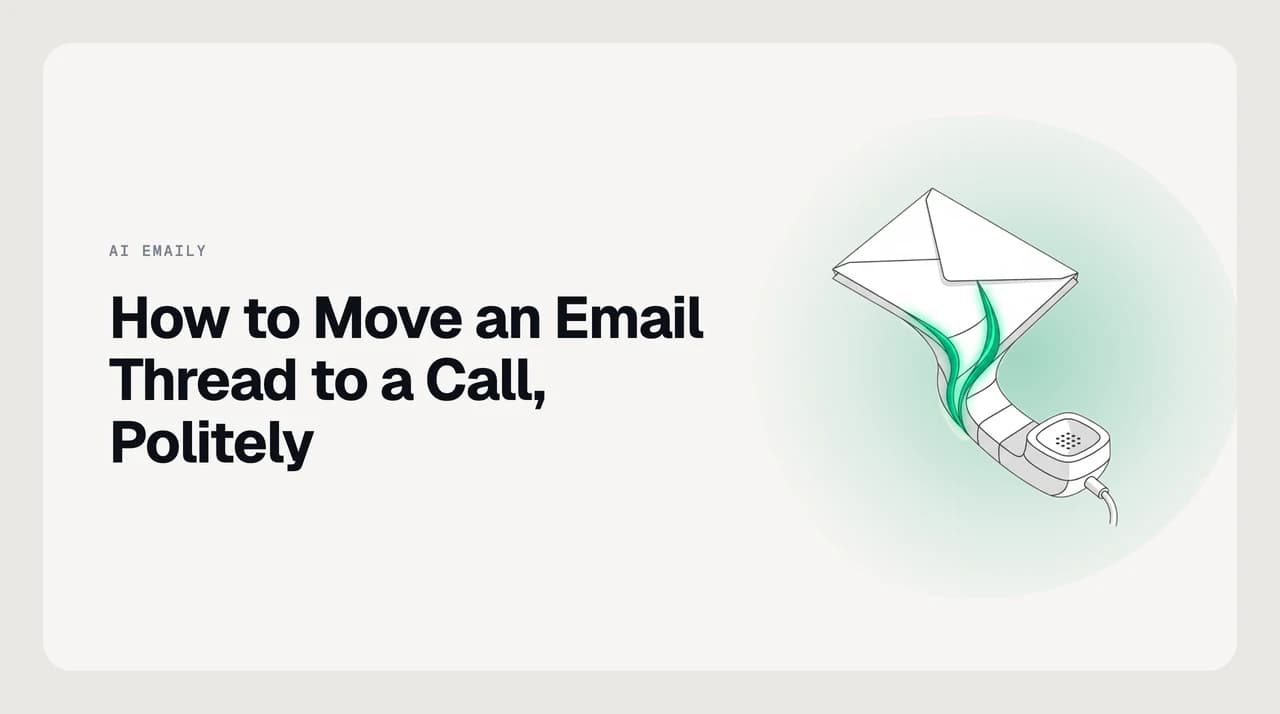 A long spiralling email thread transitioning to a short resolved phone call — how to suggest a call instead of email, politely