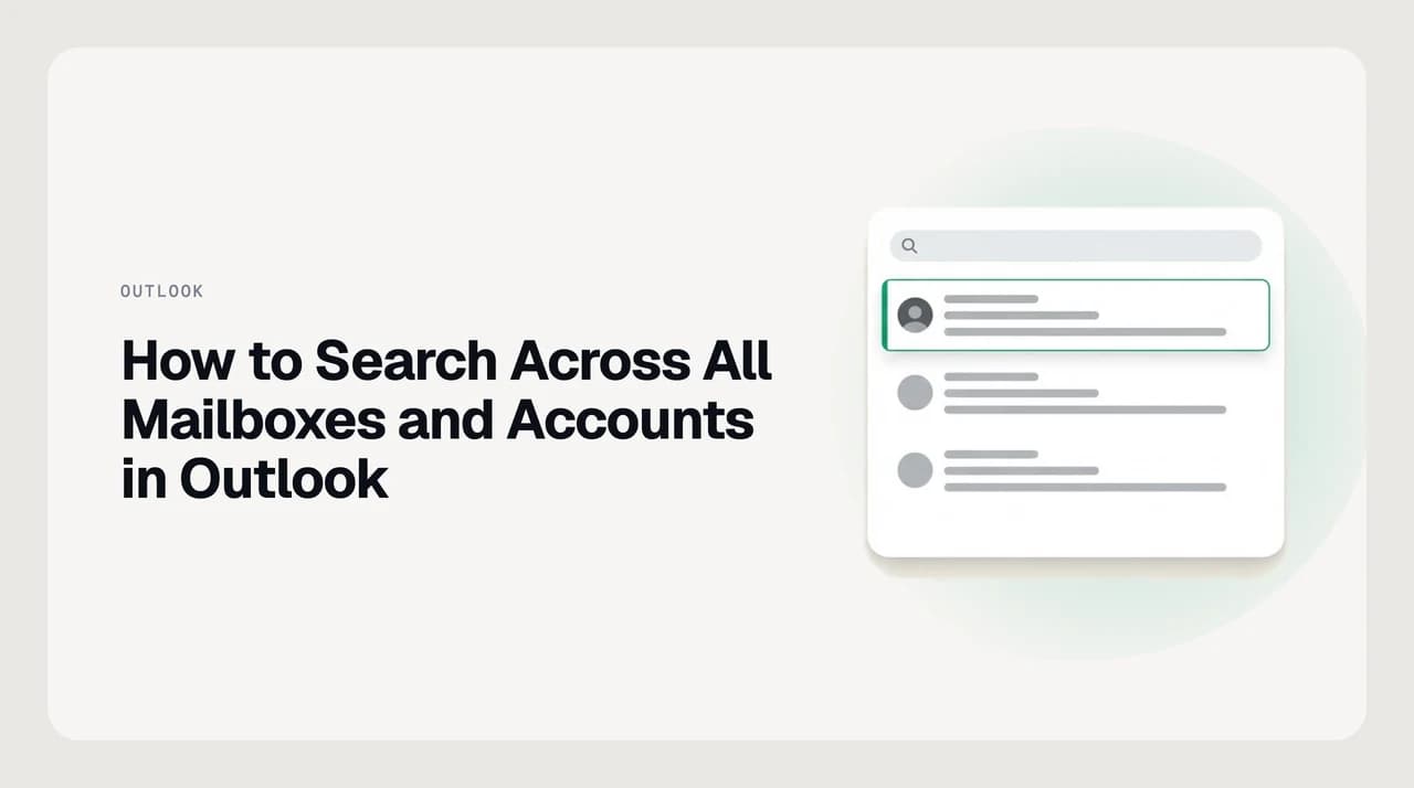 Search bar showing the All Mailboxes scope option that searches every connected Outlook account at once