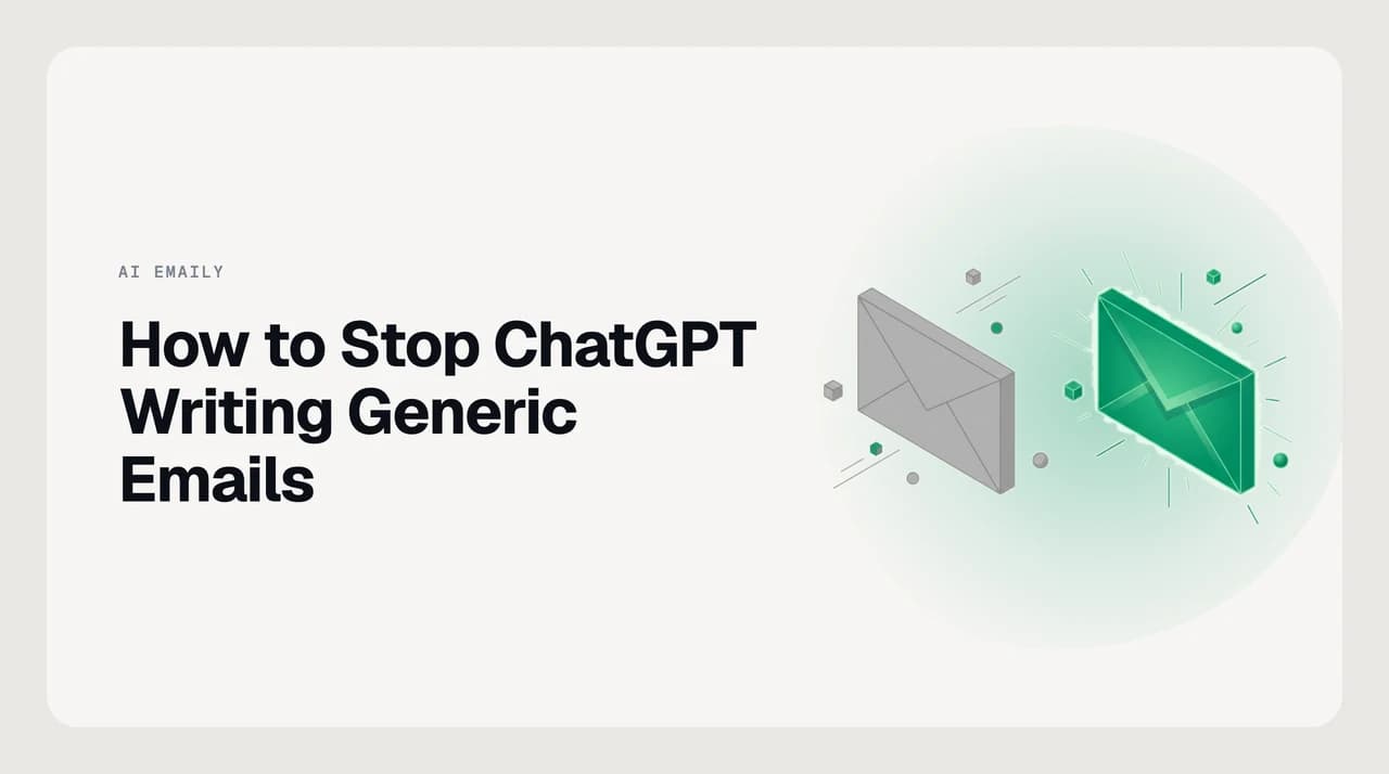 How to stop ChatGPT writing generic emails — a before-and-after prompt comparison showing hollow corporate output versus specific, direct email output