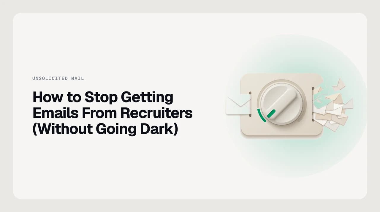 Inbox view showing recruiter outreach routed into a dedicated folder, leaving the primary inbox clear of unsolicited sourcer and staffing agency emails