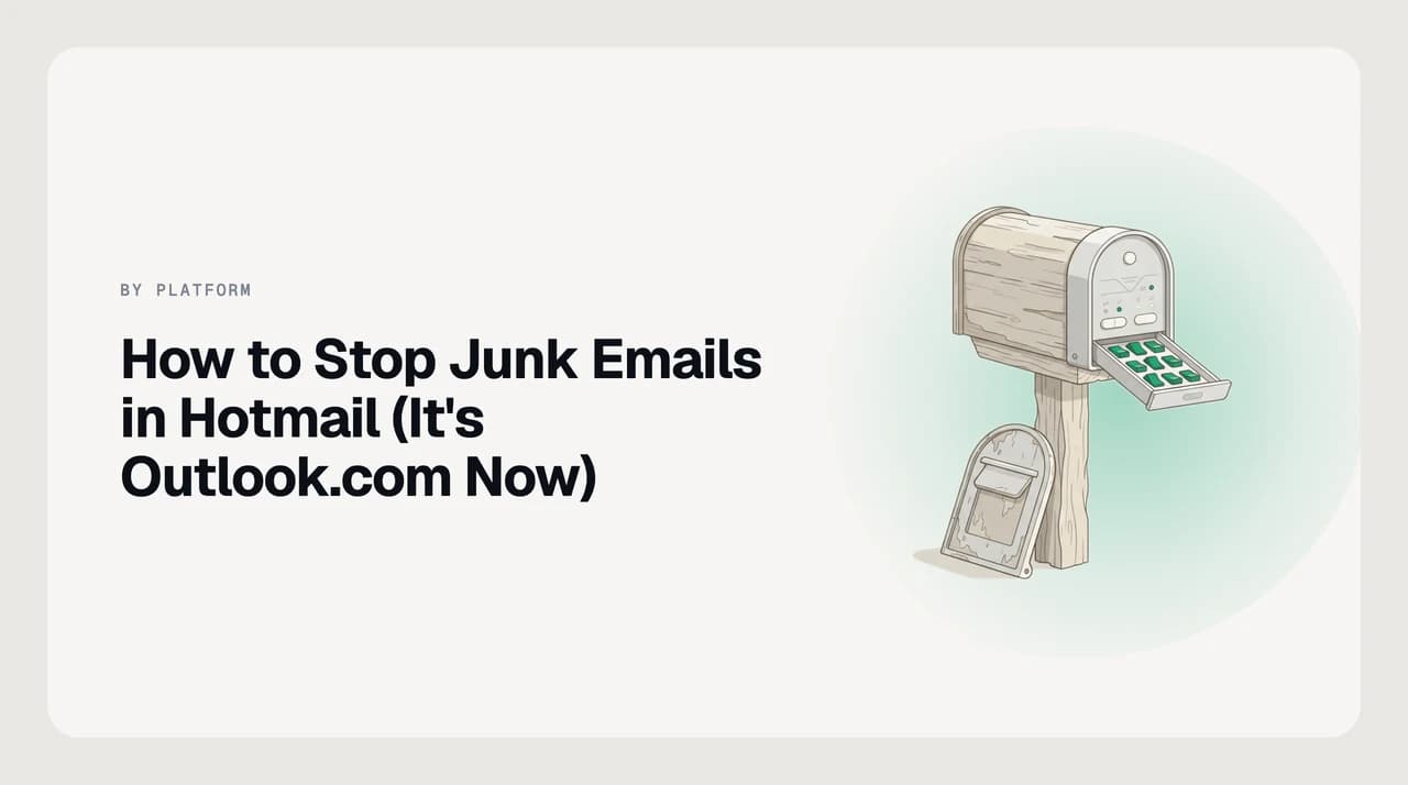 Outlook.com junk email settings panel showing blocked senders list and filter controls for a Hotmail account