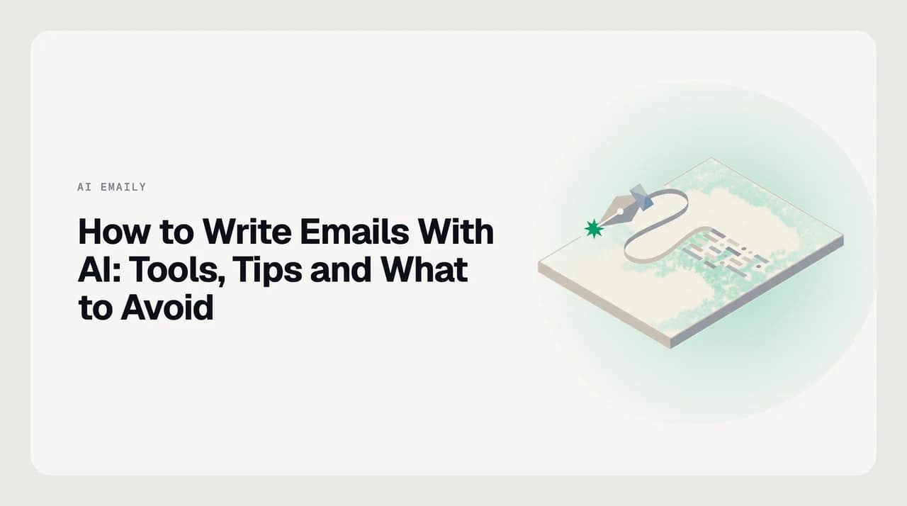 Diagram showing the AI email writing process: a structured prompt feeds into an AI drafting step, producing a professional email draft that waits for human review and approval before sending