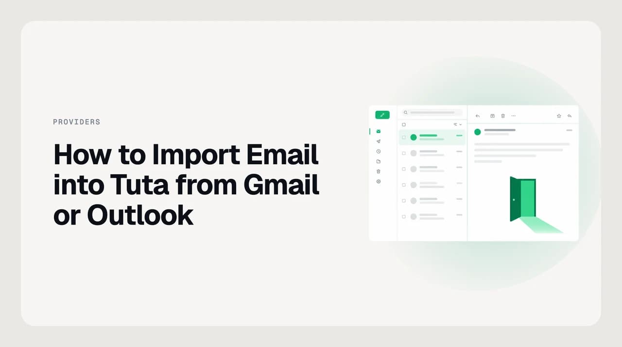 Email files moving from Gmail and Outlook exports into the Tuta desktop client's import tool