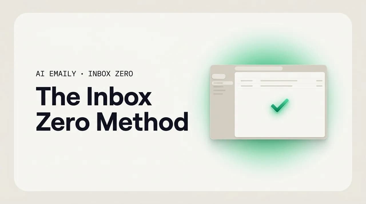 AI Emaily blog cover for the inbox zero method, showing a calm empty processed inbox