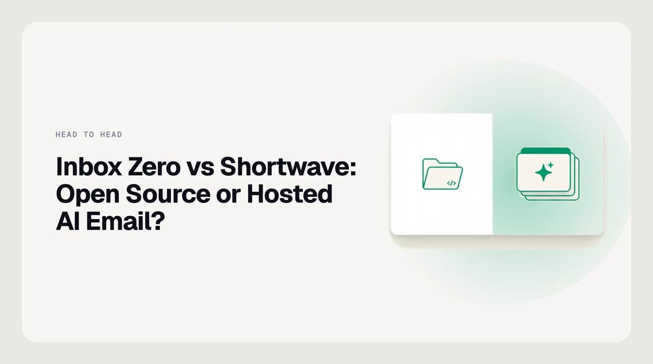 Inbox Zero vs Shortwave comparison: a self-hosted open source AI email stack on one side and a hosted AI email client on the other