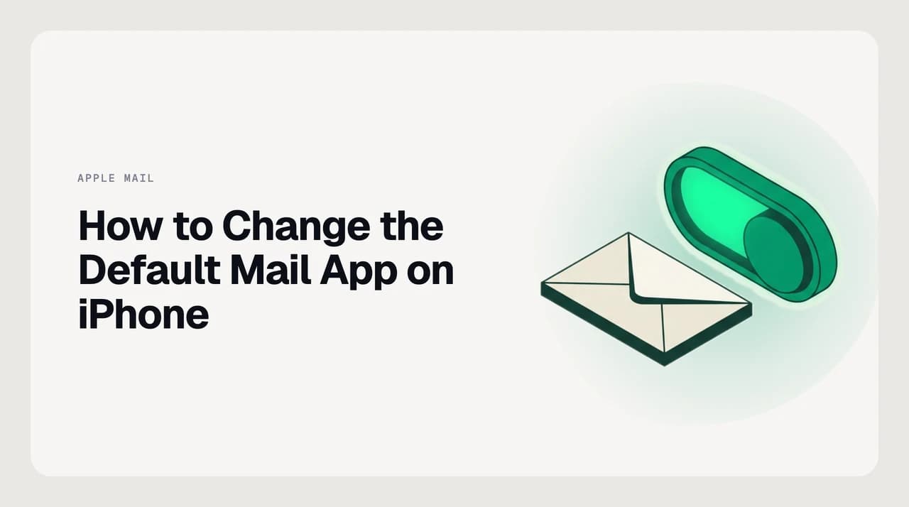 iPhone Settings screen showing the path to the Default Mail App option inside a third-party email app's settings section