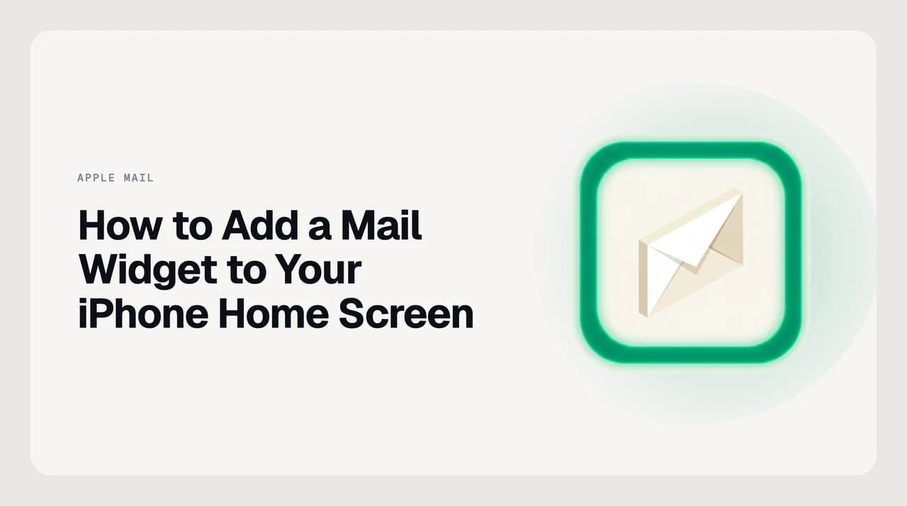 iPhone Home Screen showing the Apple Mail widget pointing at a specific mailbox with an unread message count
