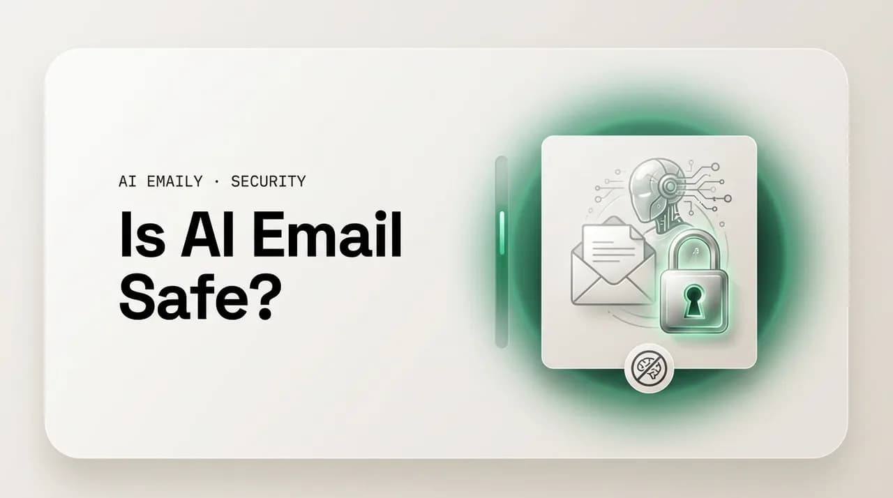 AI Emaily blog cover for is AI email safe, showing an AI reading email behind a privacy lock