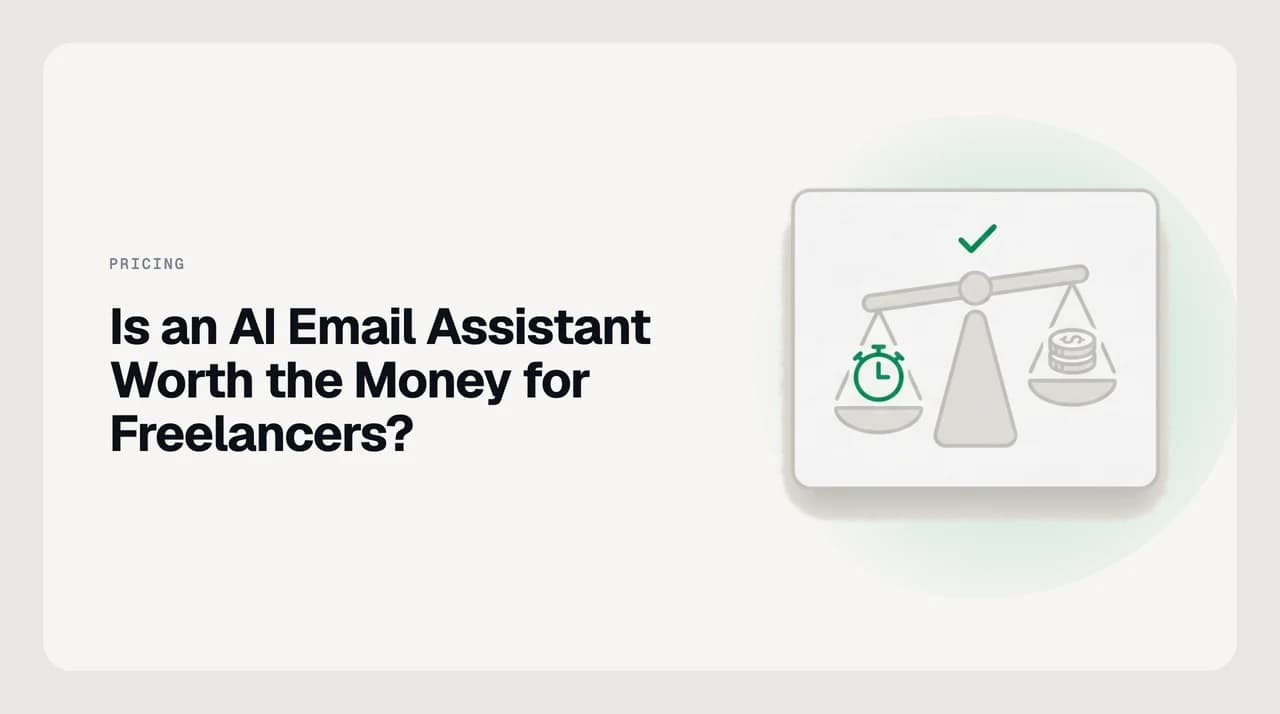 A freelancer weighing an AI email assistant subscription against unbilled admin hours and hourly rate math
