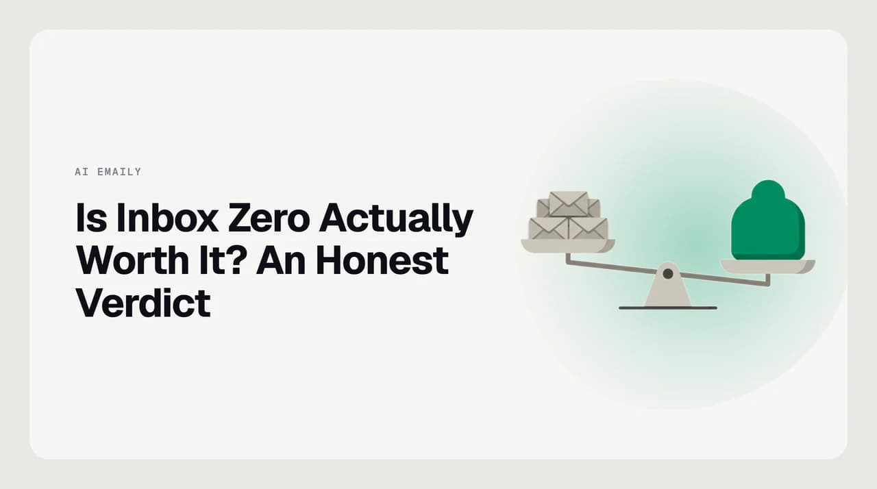 A cost-benefit chart weighing the value of inbox zero against the daily maintenance it demands, for different roles.
