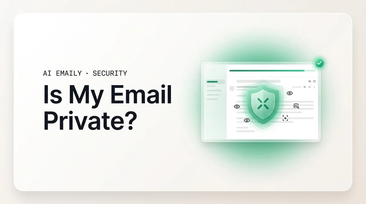 AI Emaily blog cover for is my email private, showing an email protected from trackers by a privacy shield