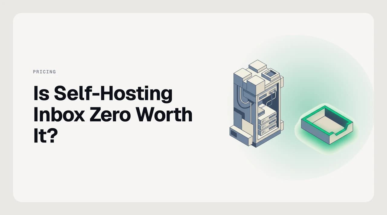 Deciding whether self-hosting Inbox Zero is worth it: the open-source AI email assistant on your own VPS weighed against a hosted plan, scored on recurring maintenance hours, the model API bill you now own, the skills required, and the license threshold that applies at five business users