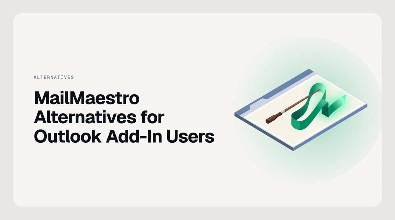 MailMaestro alternatives for Outlook add-in users compared — a Microsoft 365 mailbox at the centre with native Copilot, Graph API assistants, other Outlook add-ins and replacement clients branching off