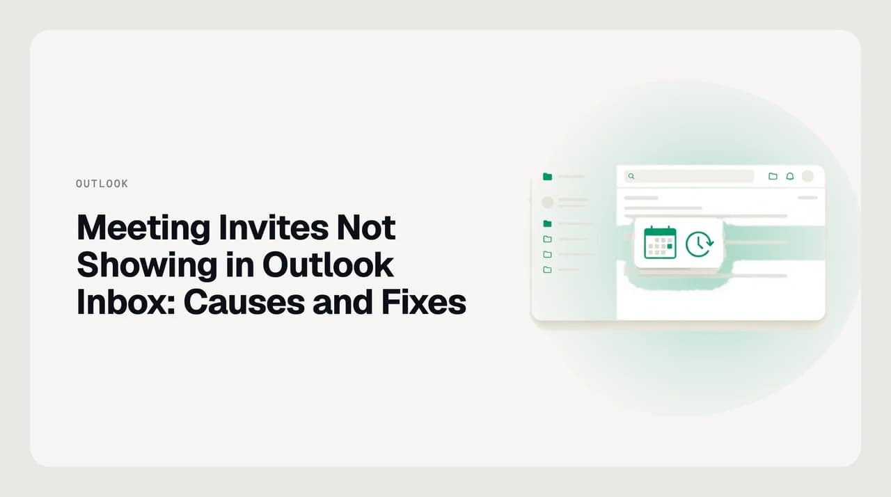 Illustration of a meeting invite branching away from the Outlook inbox toward the calendar, a rule, and a delegate mailbox instead of landing as a normal message