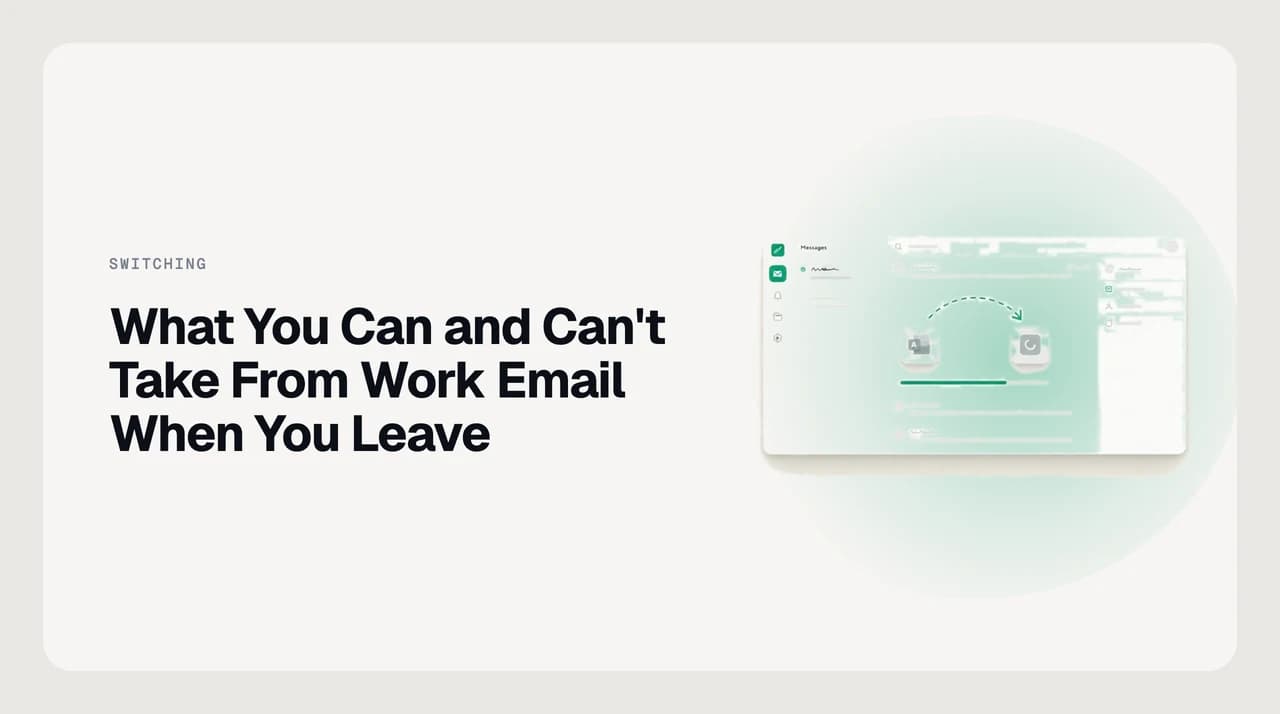 A person sorting personal items away from a locked company mail server, representing what you can and can't take from work email when you leave a job