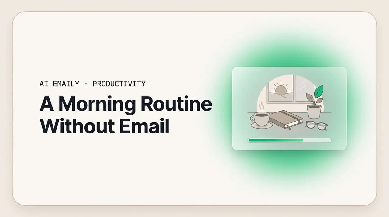 AI Emaily blog cover for morning routine without email, showing a calm morning that starts before the inbox