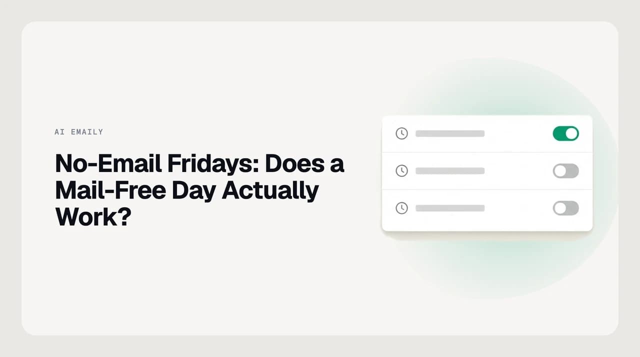 A weekly calendar with one day blocked out for a no email day at work policy, phone icon replacing the inbox icon