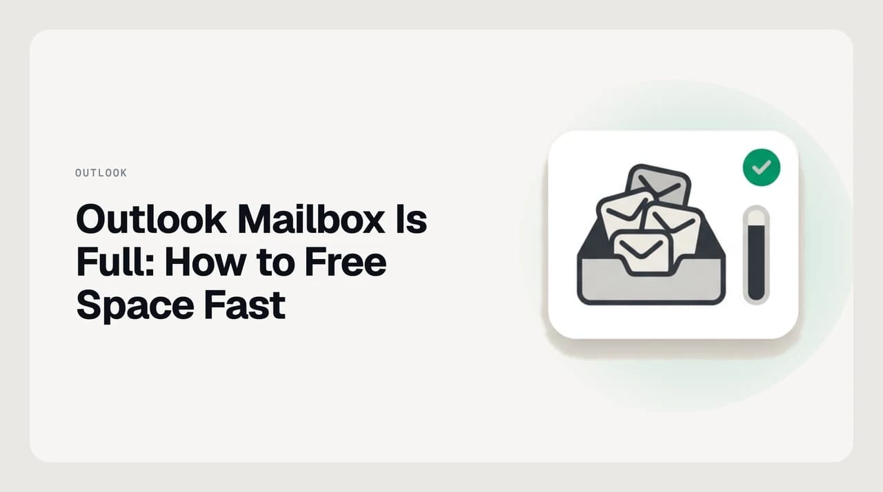 Illustration of an Outlook mailbox overflowing past its Microsoft 365 storage limit