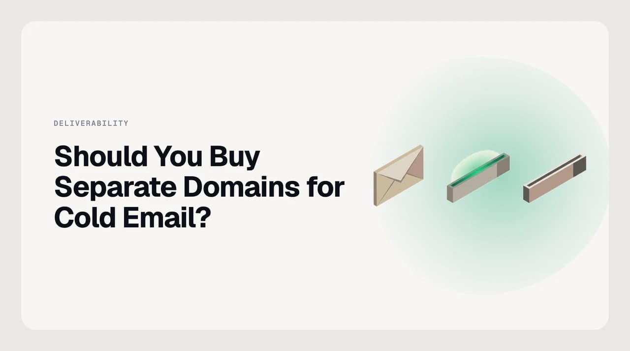 Cold email routed through separate sending domains, each carrying its own SPF, DKIM and DMARC, isolated from the primary brand domain's reputation.