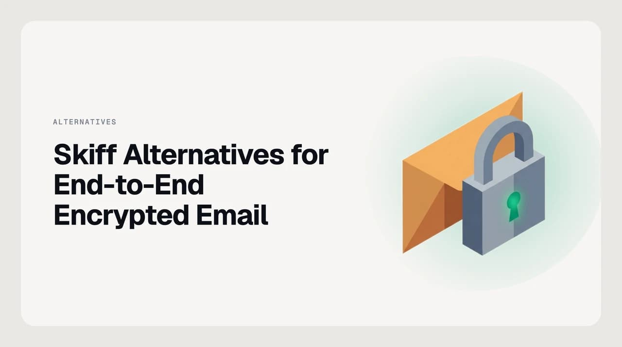 Comparison of Skiff alternatives for end-to-end encrypted email, showing zero-access, zero-knowledge, and OpenPGP providers and what each one encrypts