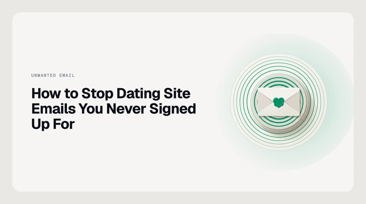 Multiple dating site emails arriving from rotating sender addresses in an inbox, illustrating the spam identification problem this guide solves