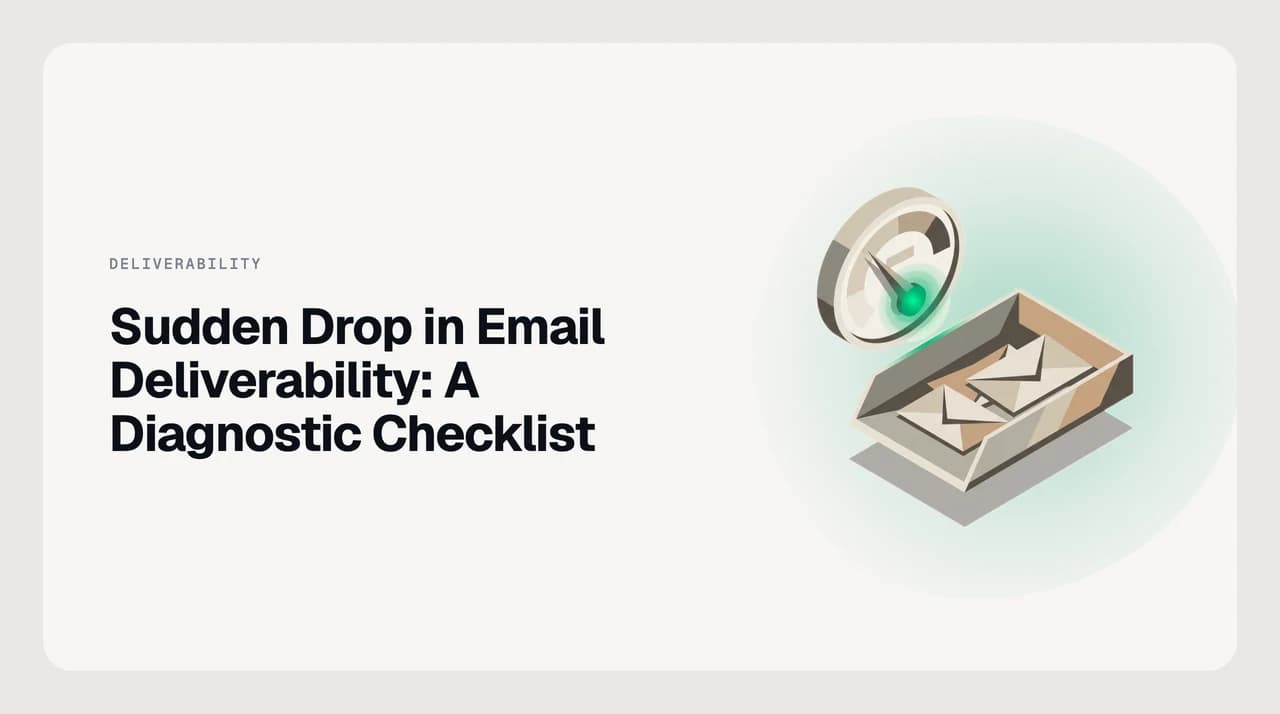 Diagnostic checklist for a sudden drop in email deliverability, ordering the changes to check first