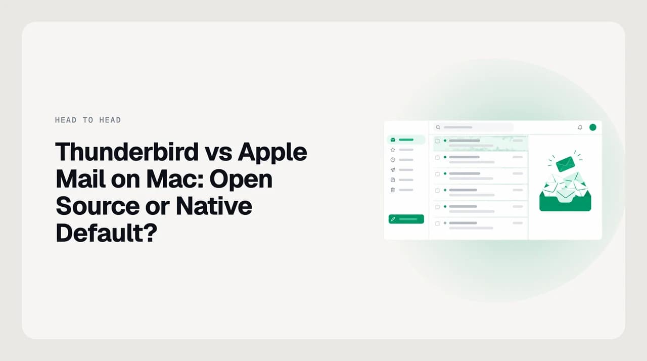 Thunderbird vs Apple Mail on Mac — an open-source mail client with an add-ons panel beside the native macOS Mail app, compared on customisation and system integration