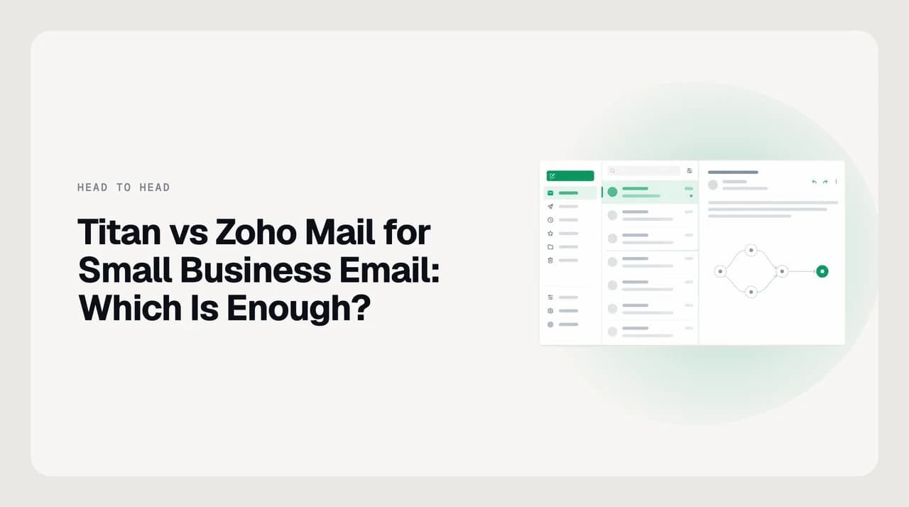 Titan vs Zoho Mail for small business email compared across mailbox access, admin console depth, calendar and what each provider makes you outgrow first