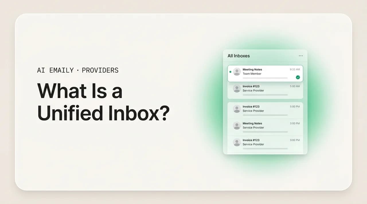 AI Emaily blog cover for unified inbox, showing one inbox pulling email from every account