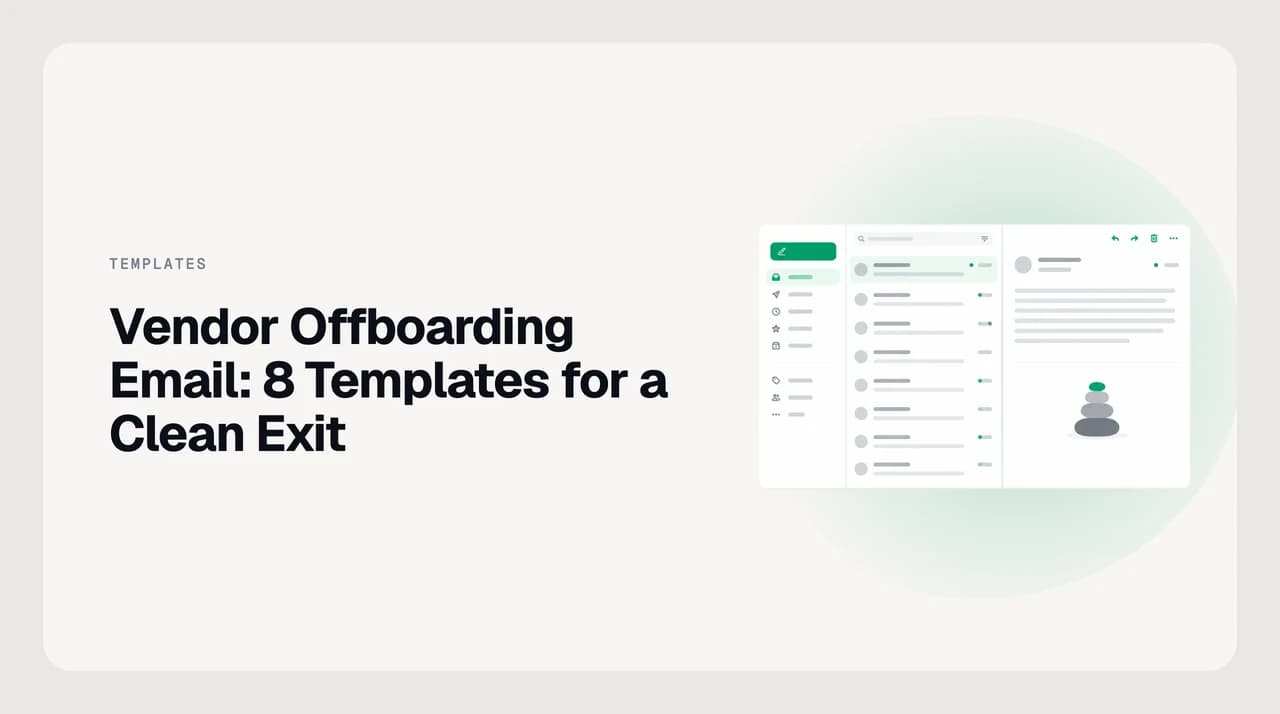 Checklist of vendor offboarding email steps flowing from access revocation to final data deletion
