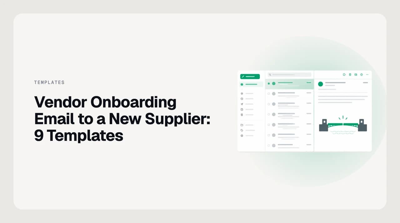 Flowchart of a vendor onboarding email sequence from welcome message to go-live confirmation
