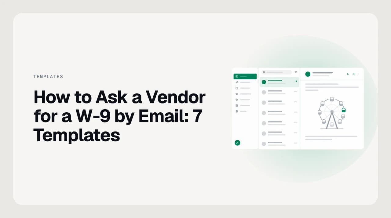 A W-9 request email being sent to a vendor before a payment is released