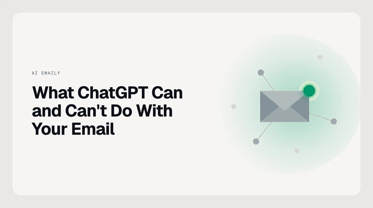 Capability map for ChatGPT email use — showing where it is strong (drafting, rewriting, translating) and where it structurally cannot help (inbox monitoring, autonomous action, session memory)