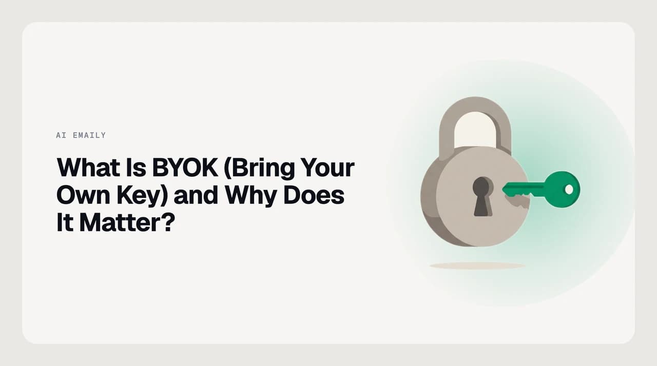 Diagram illustrating the BYOK flow: a user supplies their own API key to a model provider, inference routes under their account, and billing goes directly to them rather than the app vendor