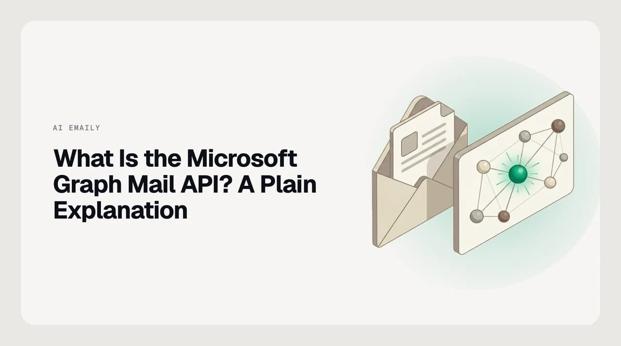 Diagram of the Microsoft Graph mail API connecting an application to a Microsoft 365 mailbox through OAuth 2.0 permission scopes including Mail.Read, Mail.ReadWrite, and Mail.Send