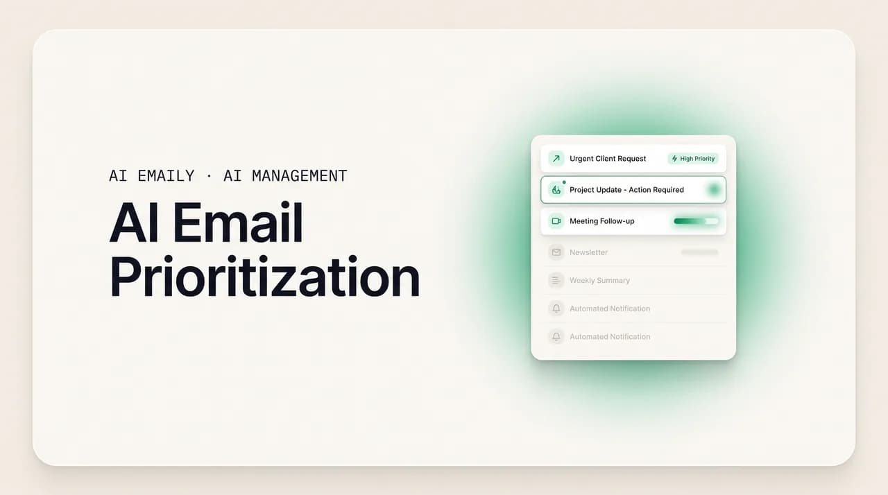 AI Emaily blog cover for AI email prioritization, showing AI surfacing important emails and muting the rest