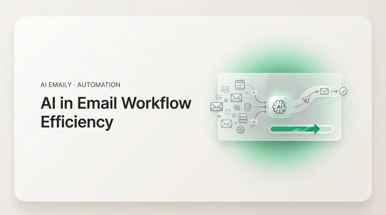 AI Emaily blog cover for AI email workflow efficiency, showing an AI streamlining an email workflow