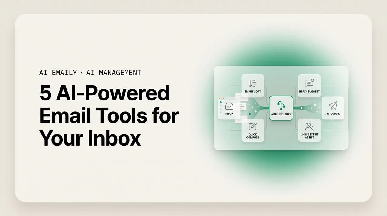 AI Emaily blog cover for AI-powered email tools, showing a grid of AI email tool cards