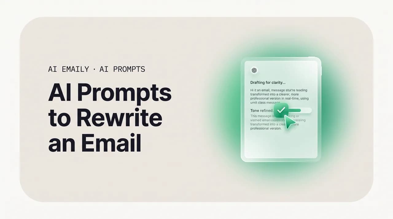 AI Emaily blog cover for AI prompts to rewrite an email, showing an AI rewriting an email draft